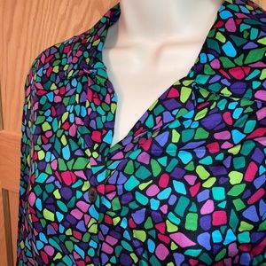 Vintage Esprit blouse, M, black w/color block